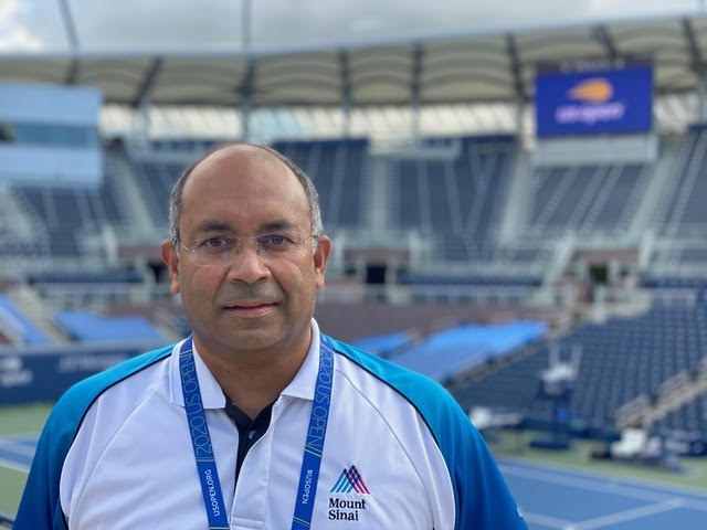 Dr. Seneviratne courtside at the US Open