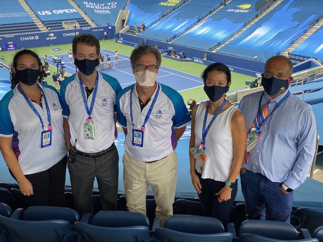 Official team physicians for the US Open. Left to right: Dr. Melissa Leiber, Dr. Shawn Anthony, Dr. James Gladstone, Dr. Alexis Colvin, Dr. Aruna Seneviratne